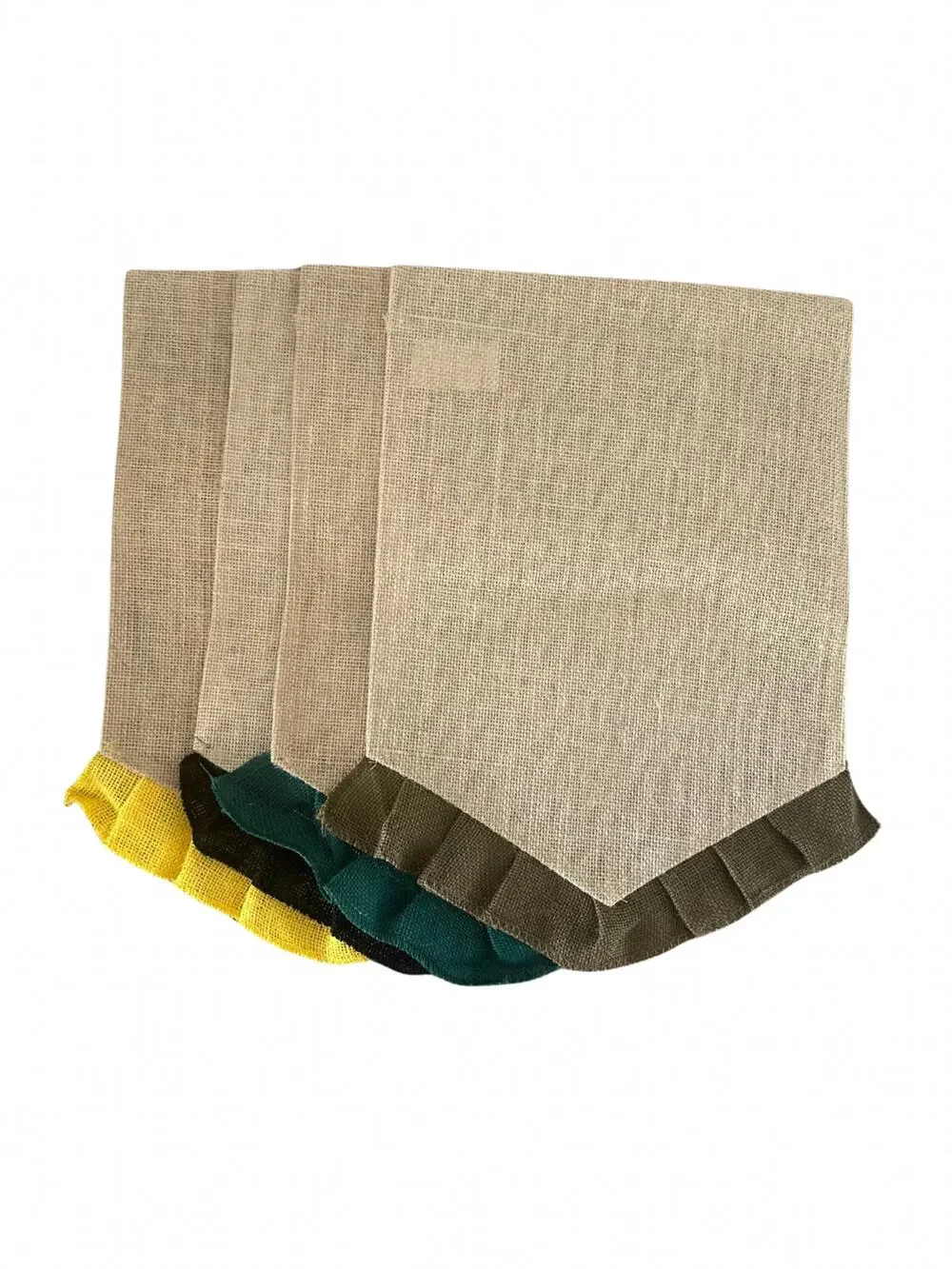 Set of 4 Blank Burlap Garden Flags 12x18 Pennant with Ruffle